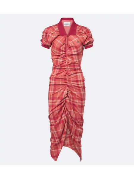 Rochie midi Vivienne Westwood în carouri cu volane roz