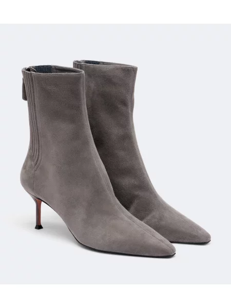 Cizme scurte Aquazzura din piele de căprioară gri