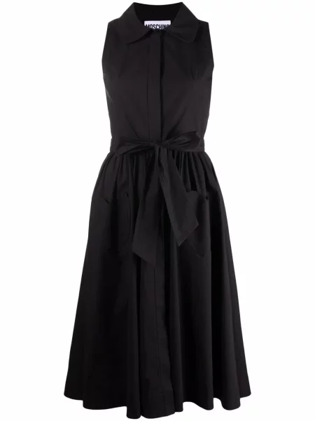 Cu centură rochie midi Moschino fără mâneci negru