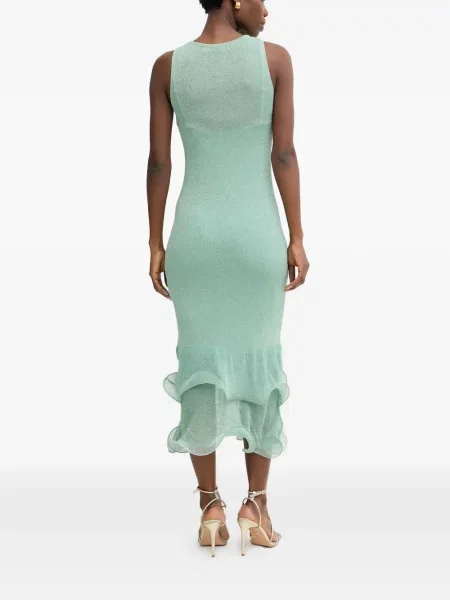 Rochie Simona Corsellini tricotate cu volane verde