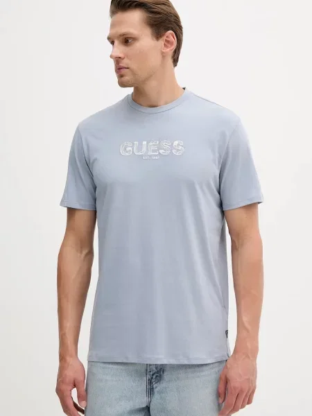 Тениска Guess с апликация синьо