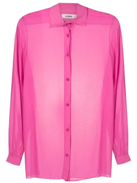 Průsvitná dlouhá košile Amir Slama růžová