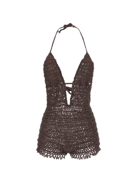 Salopetă Allis Beachwear cu decolteu în V maro