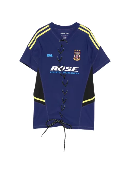 Šněrovací pruhované krajkové pruhované tričko Martine Rose modré