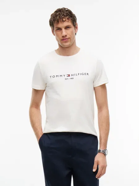 TOMMY HILFIGER Tričko námornícka modrá / červená / biela béžová
