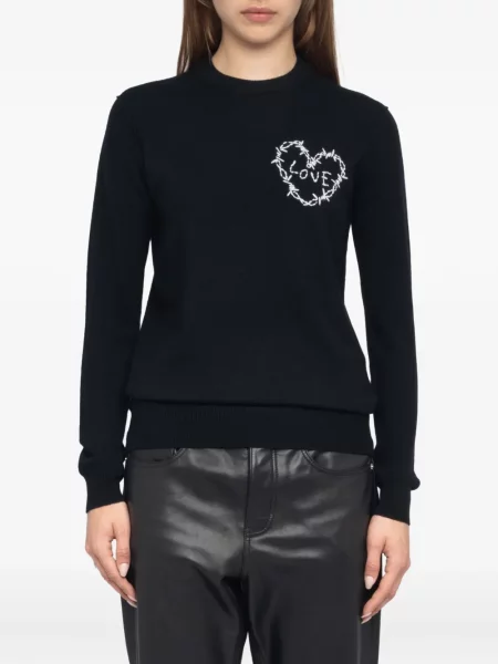 Pulover Zadig&voltaire cu motiv cu inimi negru