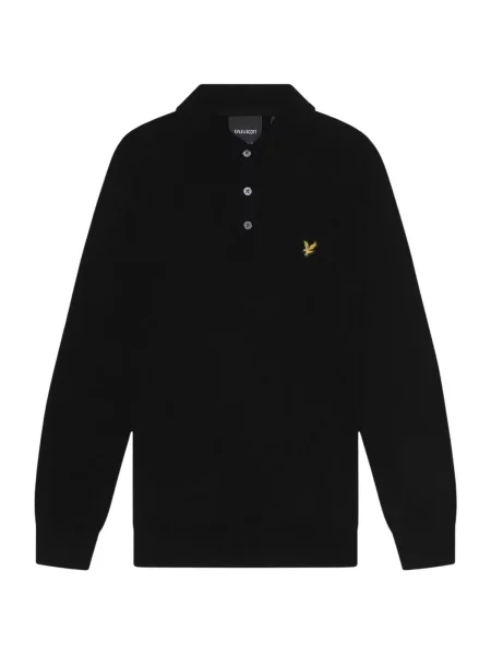Dlhý tričko Lyle & Scott z merina s dlhými rukávmi čierna