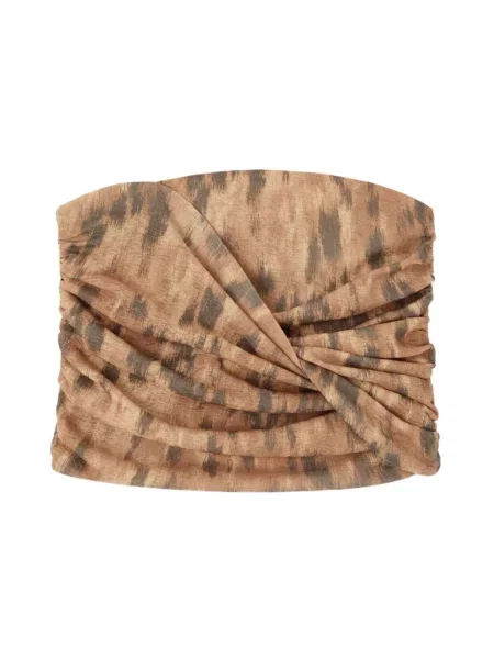 Top Ganni z nadrukiem z siateczką brązowy