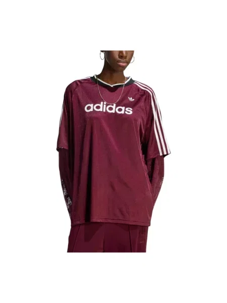 Bluzka z długim rękawem Adidas czerwona