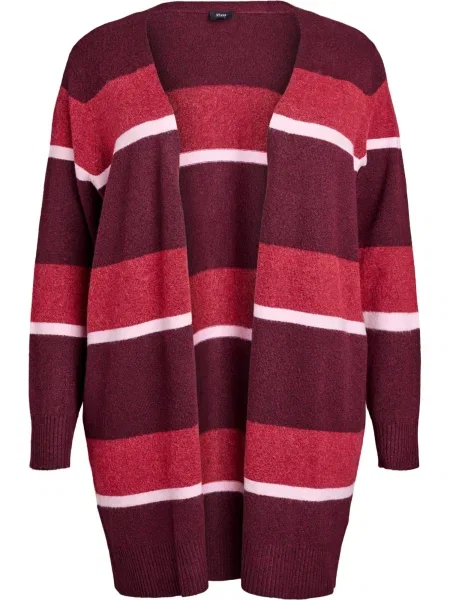 Zizzi Geacă tricotată Sunny roșu / roșu bordeaux alb