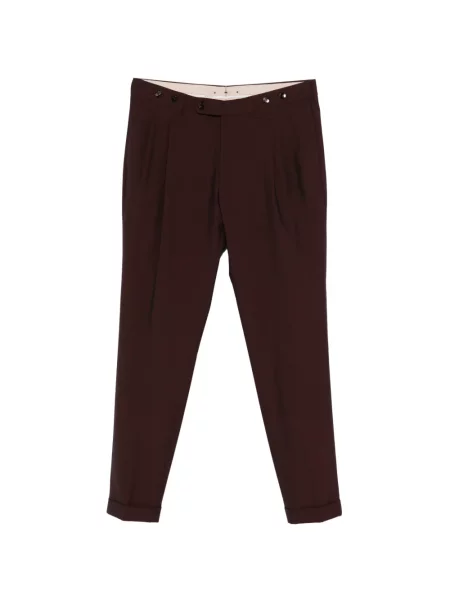 Pantaloni Berwich plisate maro