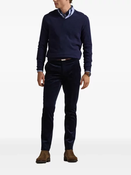 Prošívaná lněná květinová džínová bunda Polo Ralph Lauren modrá