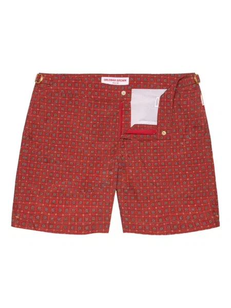 Slip de baie Orlebar Brown cu imagine cu imprimeu geometric cu cataramă roșu