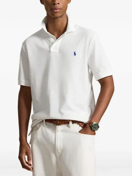 Мрежеста класическа поло тениска Polo Ralph Lauren с автограф черно