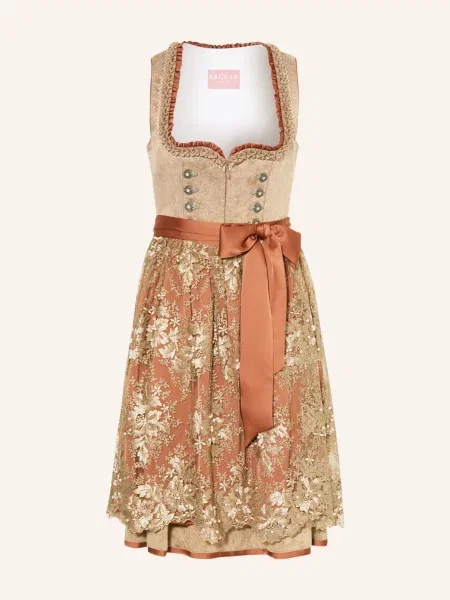 Krüger Sukienka Bawarska Marike Z Perełkami braun brązowa