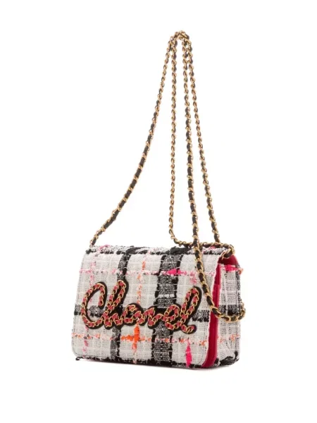 Colier Chanel Pre-owned din tweed cu bretele alb