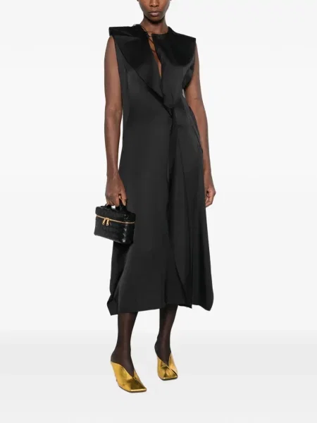Rochie midi Litkovska fără mâneci drapată negru