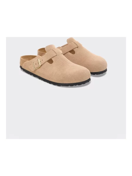 Klapki Birkenstock zamszowe beżowe