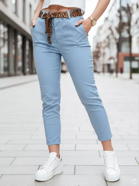 Spodnie casualowe z paskiem MADELINA Dstreet niebieskie