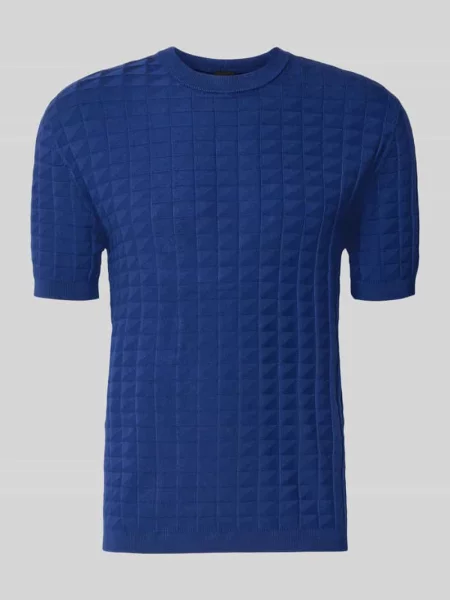 Koszulka z dzianiny z mieszanka z fakturowany wzór Armani Exchange niebieska