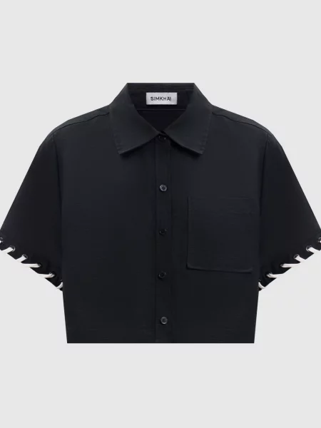 Укорочена сорочка з льоном Simkhai чорна
