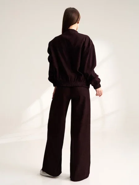 Класичні штани ISSA Plus темно-коричневий вельвет коричневі