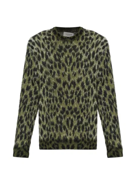 Pulover Laneus cu model leopard verde