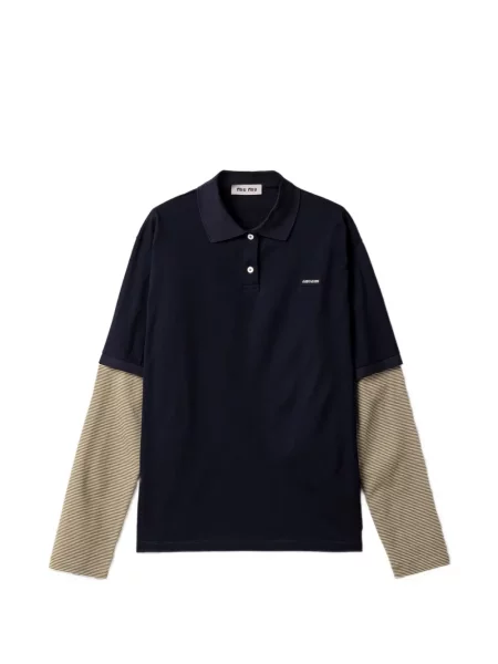 Tricou polo Miu Miu din jerseu albastru