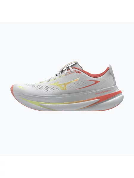 Încălțăminte de alergare pentru femei Mizuno Sky Prime gf white/lime pulp/lava orange alb