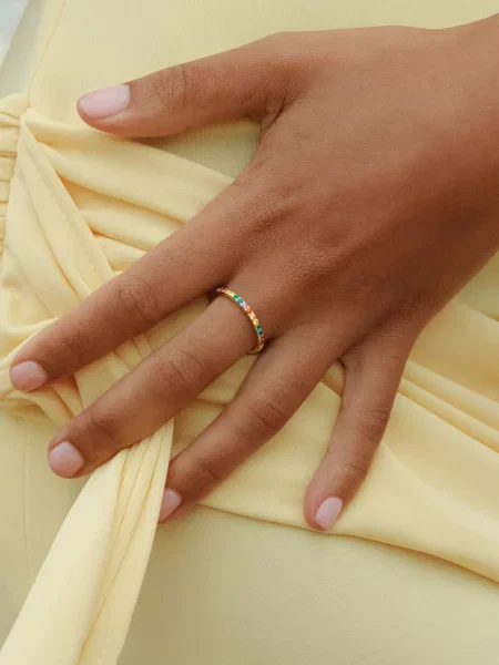 Edblad Prsten Rainbow zlatá modrá červená