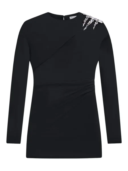 Rochie maxi Area drapată de cristal lungă negru