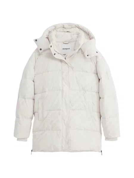 Kabát Desigual Padded Cadera Flock Coat White XS bílý
