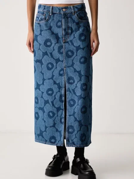 Marimekko fustă din denim albastru