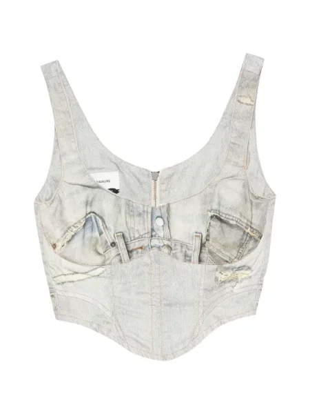 Top Haikure fără mâneci cu decolteu în V albastru