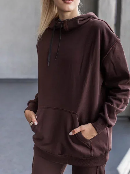 Комплект: худи и брюки коричневі