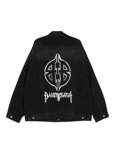 Raštuotas džinsinė striukė Balenciaga juoda