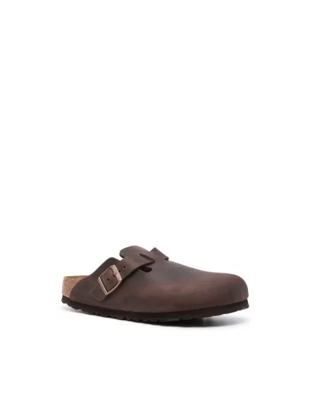 Klapki Birkenstock skórzane brązowe