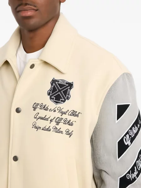 Geacă Off-white cu broderie alb