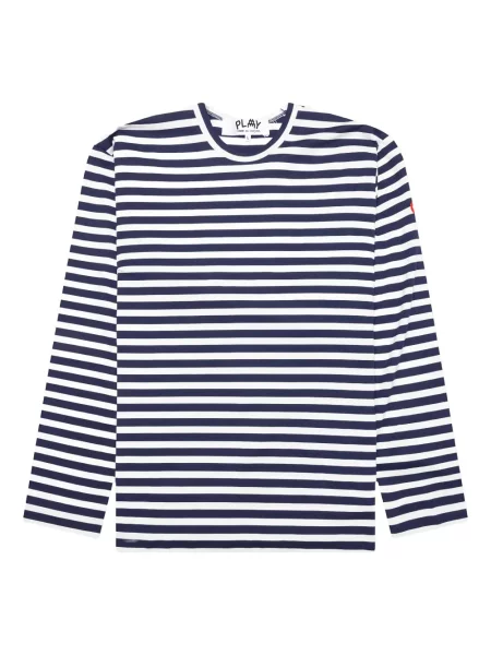 Дълго тениска Comme Des Garçons Play на райета синьо