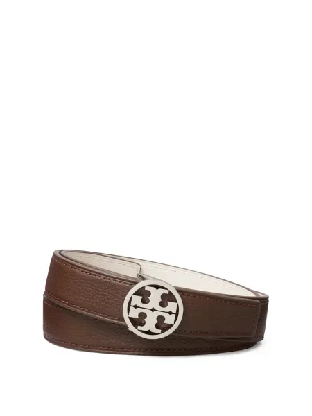 Pasek Tory Burch skórzany z paskiem brązowy