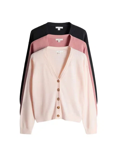 The Set Geacă tricotată rosé / roz pastel negru