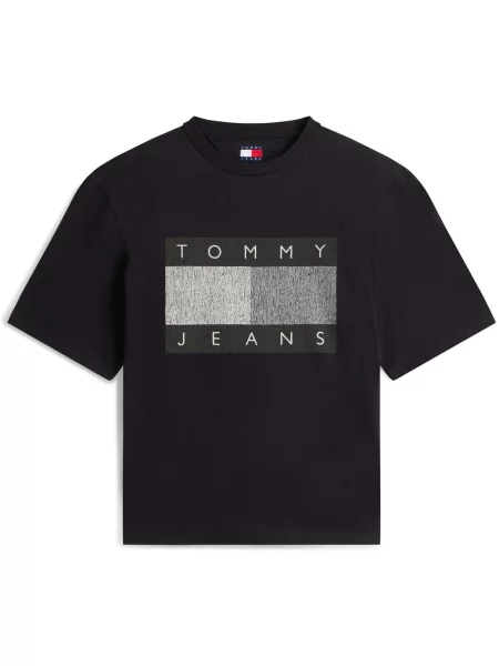Tricou Tommy Jeans zdrențuiți negru