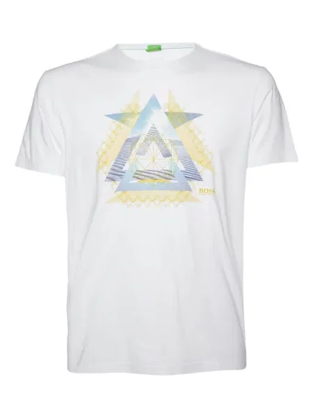 Tricou grafic Boss cu imagine cu imprimeu geometric alb