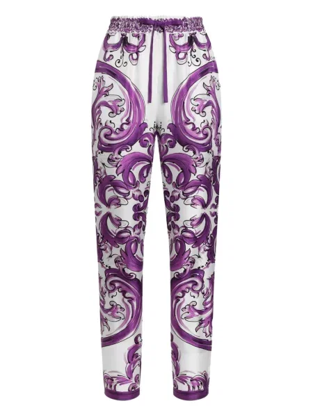 Pantaloni Dolce & Gabbana de mătase alb