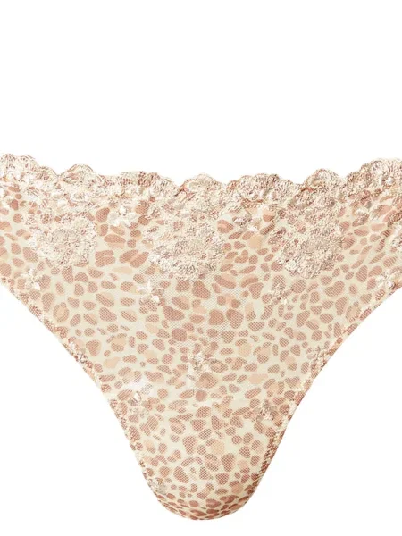 Chiloți tanga Twinset cu imagine cu model leopard din tul