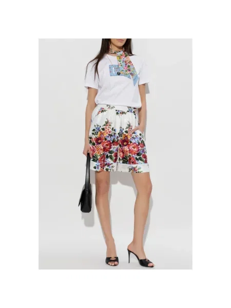 Bermudy Dolce And Gabbana z nadrukiem w kwiatki z twillu białe