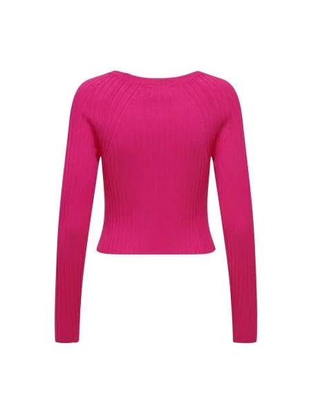 Dzianinowy krótki sweter Only różowy