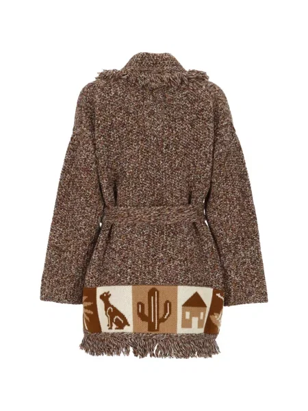 Cardigan Alanui cu franjuri tricotate maro