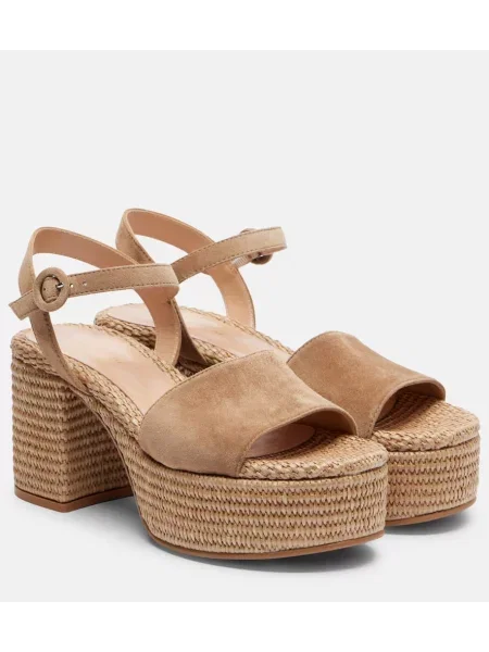 Espadrile Gianvito Rossi din piele de căprioară bej