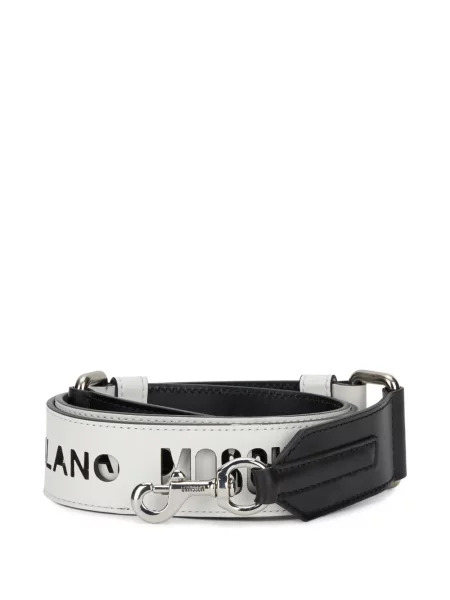 Geantă Moschino din piele cu imagine cu bretele alb